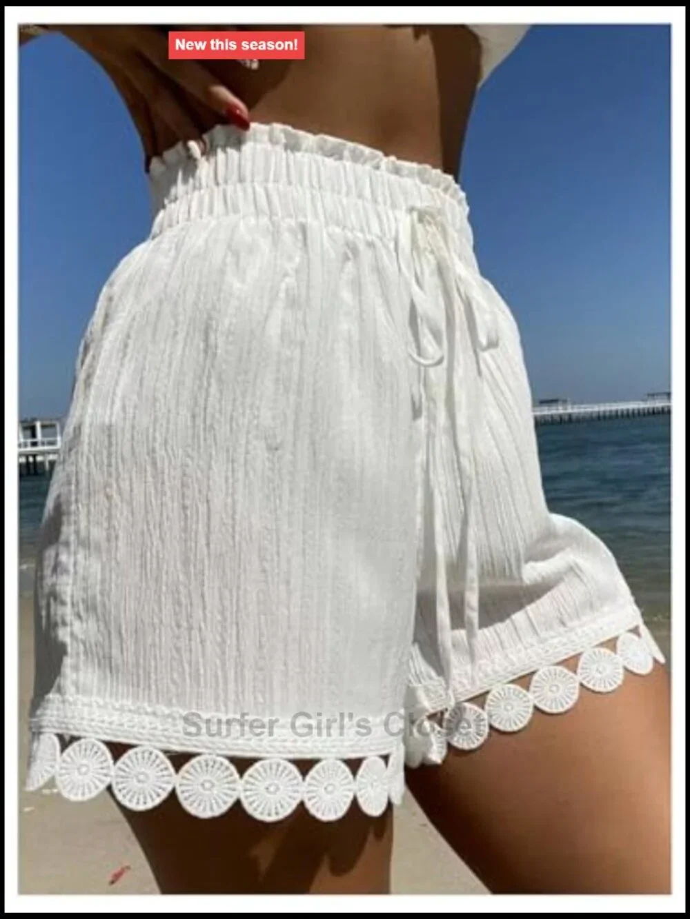 Women's High Waisted Paper Bag Shorts Swimsuit Cover Up Beach Casual